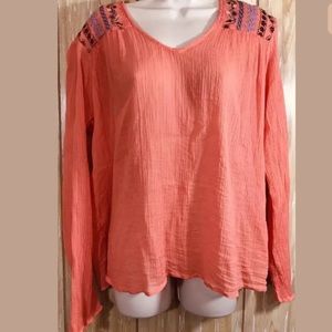 Ariat Sz XL Tunic Peasant Top Boho Long Sleeve